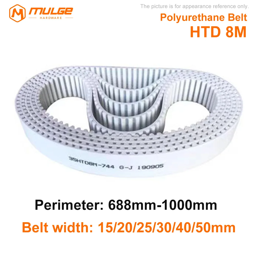 HTD8M Timing Belt - 30mm Width, White Polyurethane - Cut To Your Length (8M Pitch)