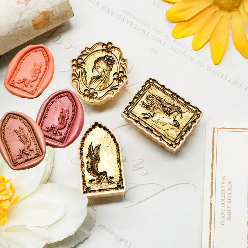 Brass Three Dimensional Relief Fire Lacquer Seal Head Envelope Decoration