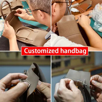 Customized handbag Pure handmade classic handbag Leather women's bag Grain grain cowhide shoulder bag doctor's bag Top quality