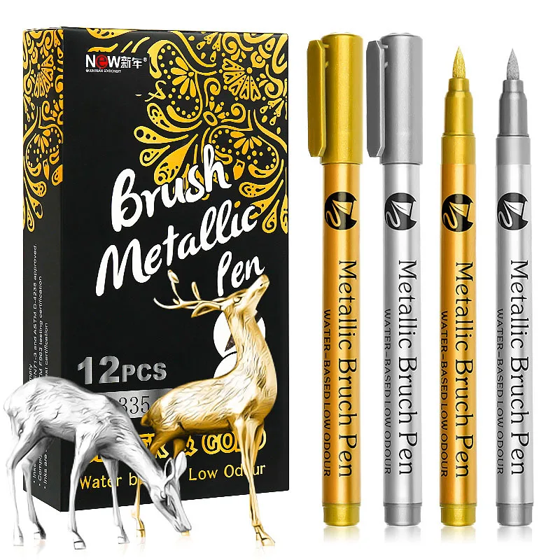 Marker Pens 6/12Pcs Waterproof Permanent Paint Marker Pen Gold and Silver Ink Metallic Rock Mug Ceramic Glass DIY Painting Supplies white marker pens color marker pens pen marker marker pens