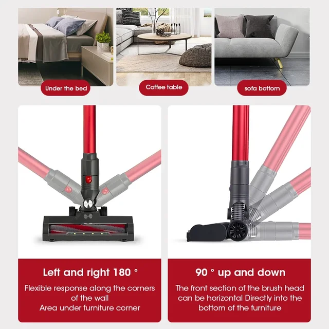 Handheld Wireless Vacuum Cleaner 9.5kPa Suction Power Multi-functions Electric Vacuum Sweeper Home Car Remove Mite Dust Cleaner 6
