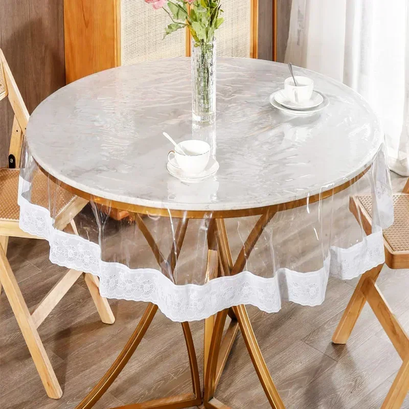 Transparent Table Cloth Soft Glass PVC Drooping Tablecloths Luxuriou Embroidered Rectangle Table Cloth Waterproof Mat