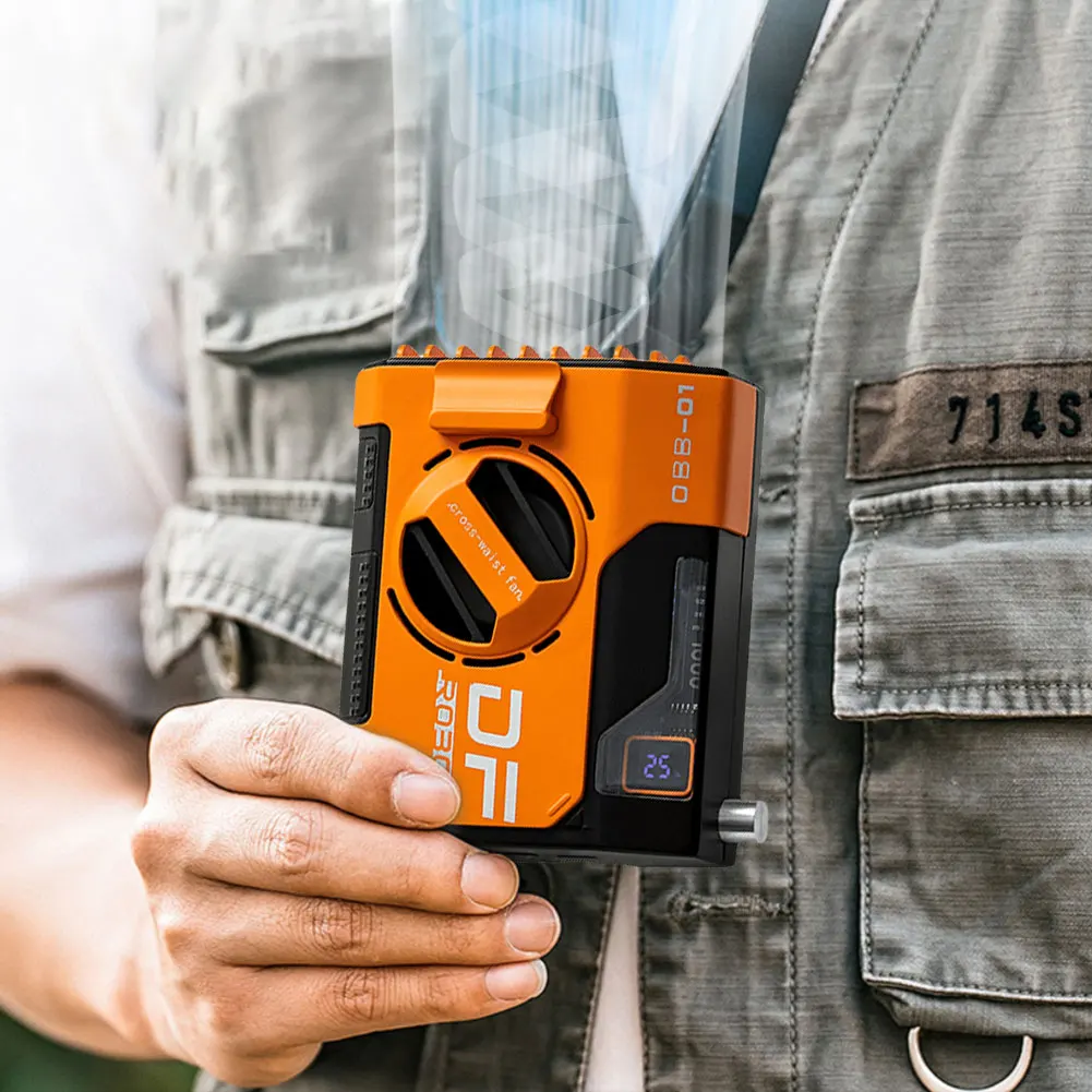 Portable Waist Fan Rechargeable 5 Speeds Wearable Belt Fan LED Digital Display Personal Body Fan Strong Airflow for Outdoor Work