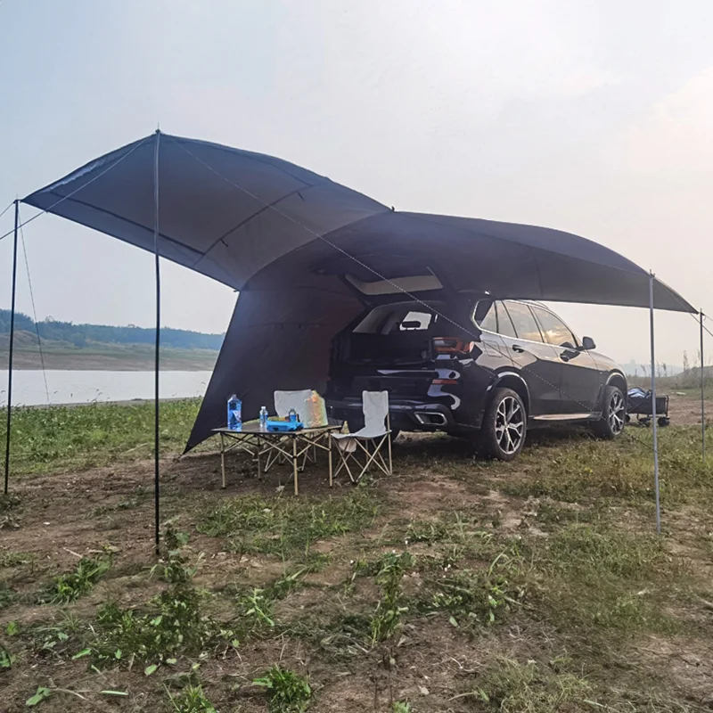 Outdoor Camping Tent with Zipper Car SUV Rear Extension Tent Shade Awing For Camp Self-driving Travel Car Rear Side