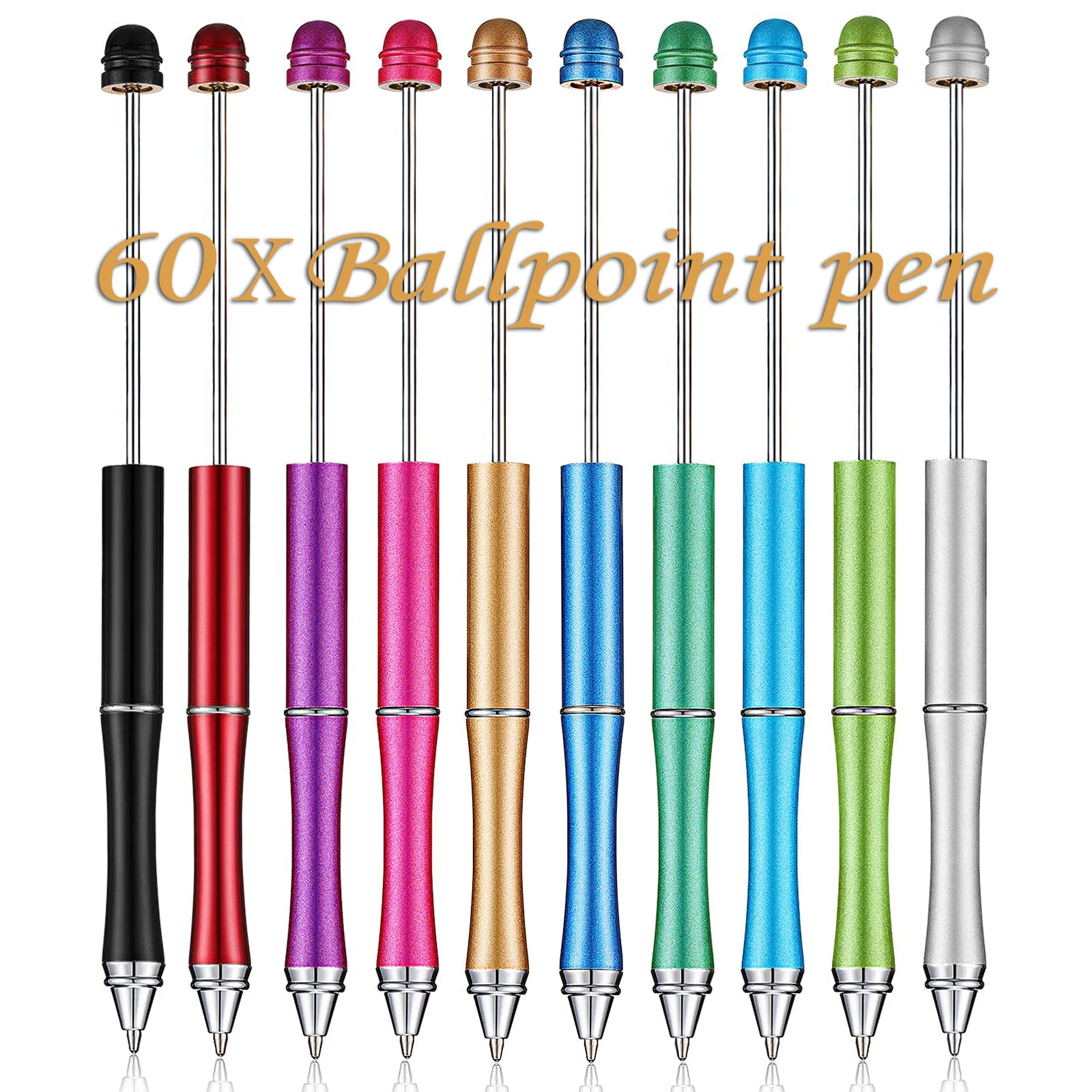 

60Pcs Beaded Metal Creative Bead Jewelry Ballpoint Pen Party Guest Gift Birthday Wedding Gift