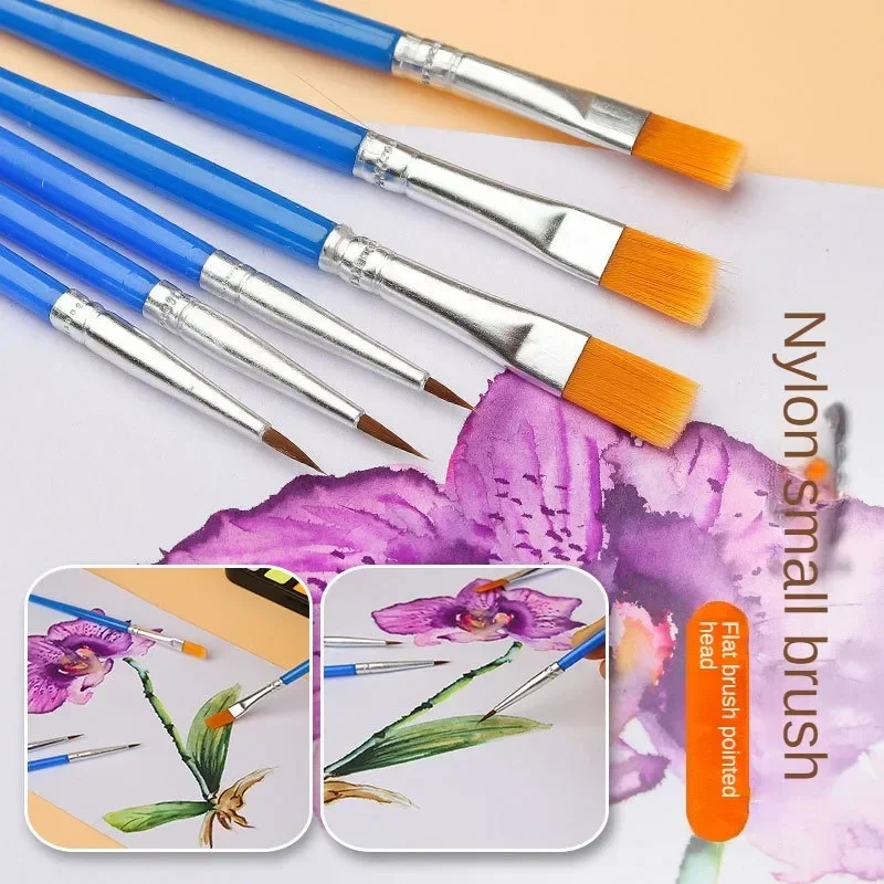 10/20/50Pcs Painting Brushes Set Art Round / Flat Brushs Nylon Hair Paint Brushes Pen for Oil Acrylic Watercolor Art Supplies 5