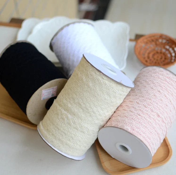 20 메터/몫 1cm 너비 핑크 화이트 블랙 고품질 레이스 패브릭 트림 DIY 의류 액세서리 자수 레이스 리본 활 공예