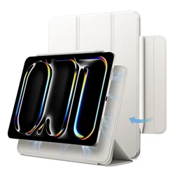 Ultra-Slim Powerful Magnetic Trifold Stand Case for iPad Pro 13 Inch (2024) - Pencil and Pro Pencil Compatible (Cream White)