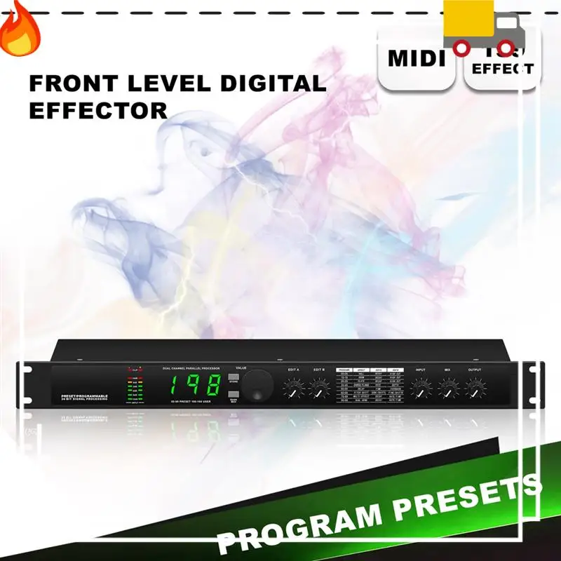 Professional Digital Reverberation Multi Effect DSP Processor Audio Processor Equalizer Durable Easy Install US PLUG