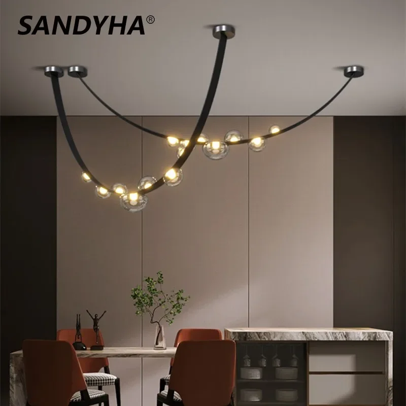 

Modern Leather Led Pendant Lamp Home Decor Lighting Suspension Design Lusters Luminaires for Living Room Hall Villa Chandelier