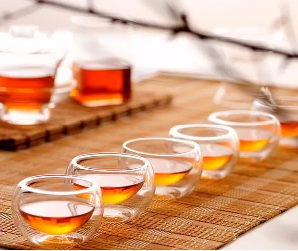 [GRANDNESS] 6 Pcs Heat Resistant Double Wall Glass Tea Cup Double Layer Clear Glass Teacup 50ml