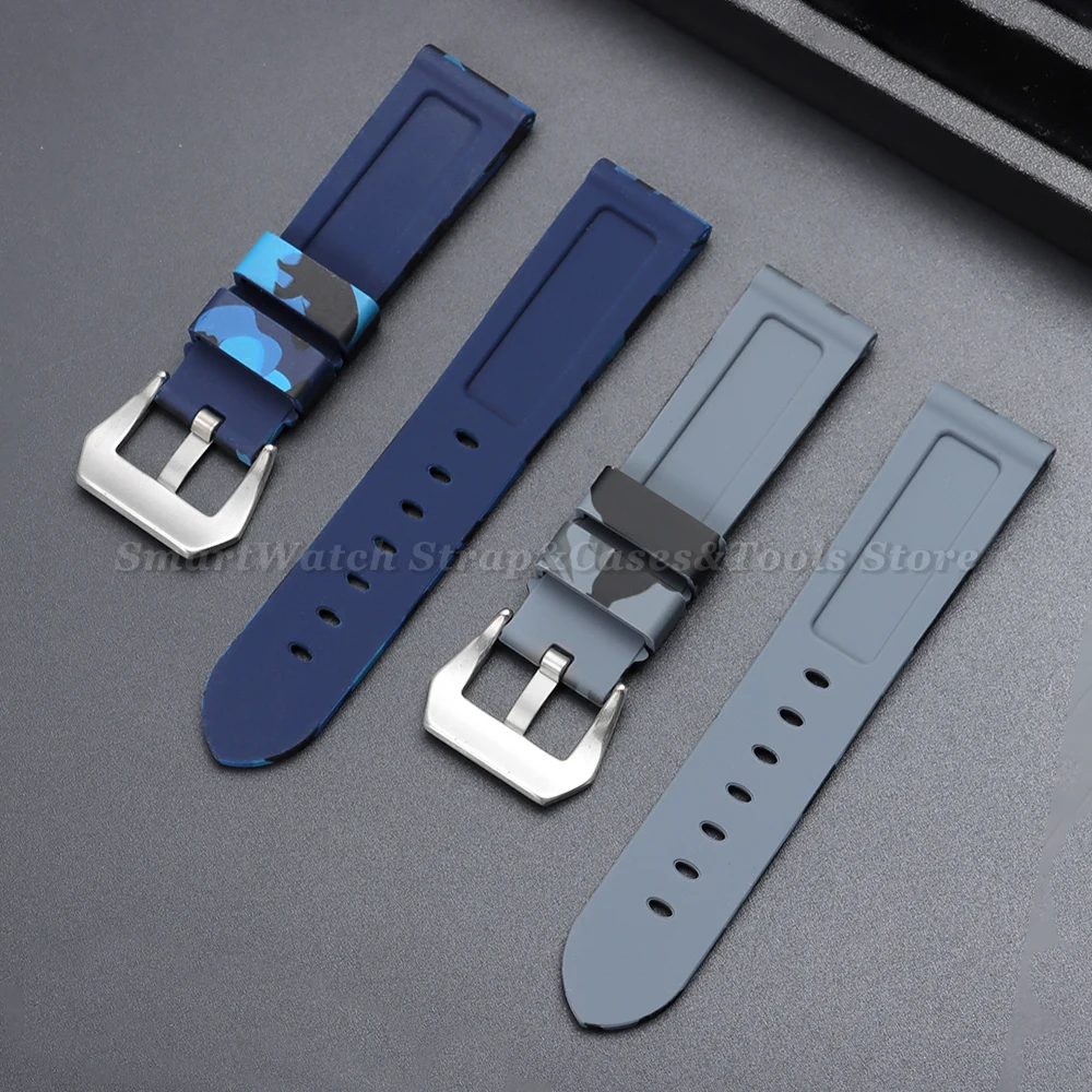 Stitching Sports Silicone Watchbands - Soft Comfortable Rubber Strap in Blue, Black, and Brown