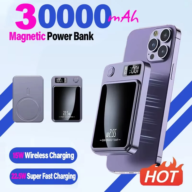 Power Bank OnePlus Magnetic Wireless 22.5W Ultra Capacity Super Fast Charging Portable Iphone 16 Samsung