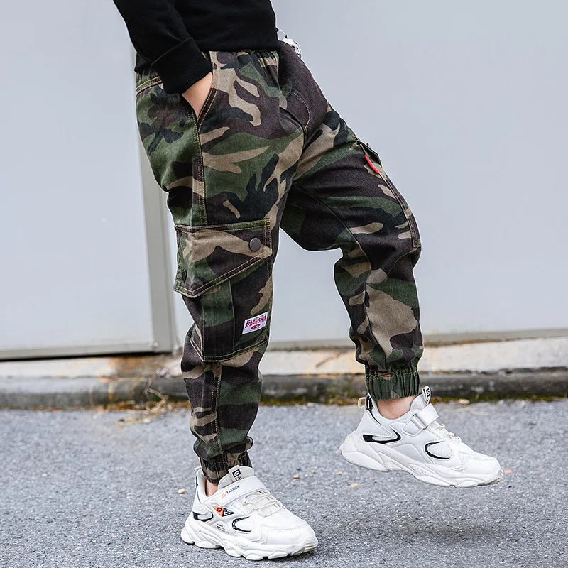 YOUJIAA Boys Camouflage Cargo Jogger Teen Chino Pants Trousers for Jogging Running Hiking