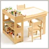 5-in-1 Kids Art Table and 2 Chair Set with Storage Cabinet, Wooden Craft Desk, Sensory Table with Paper Roll for Ages 2-12