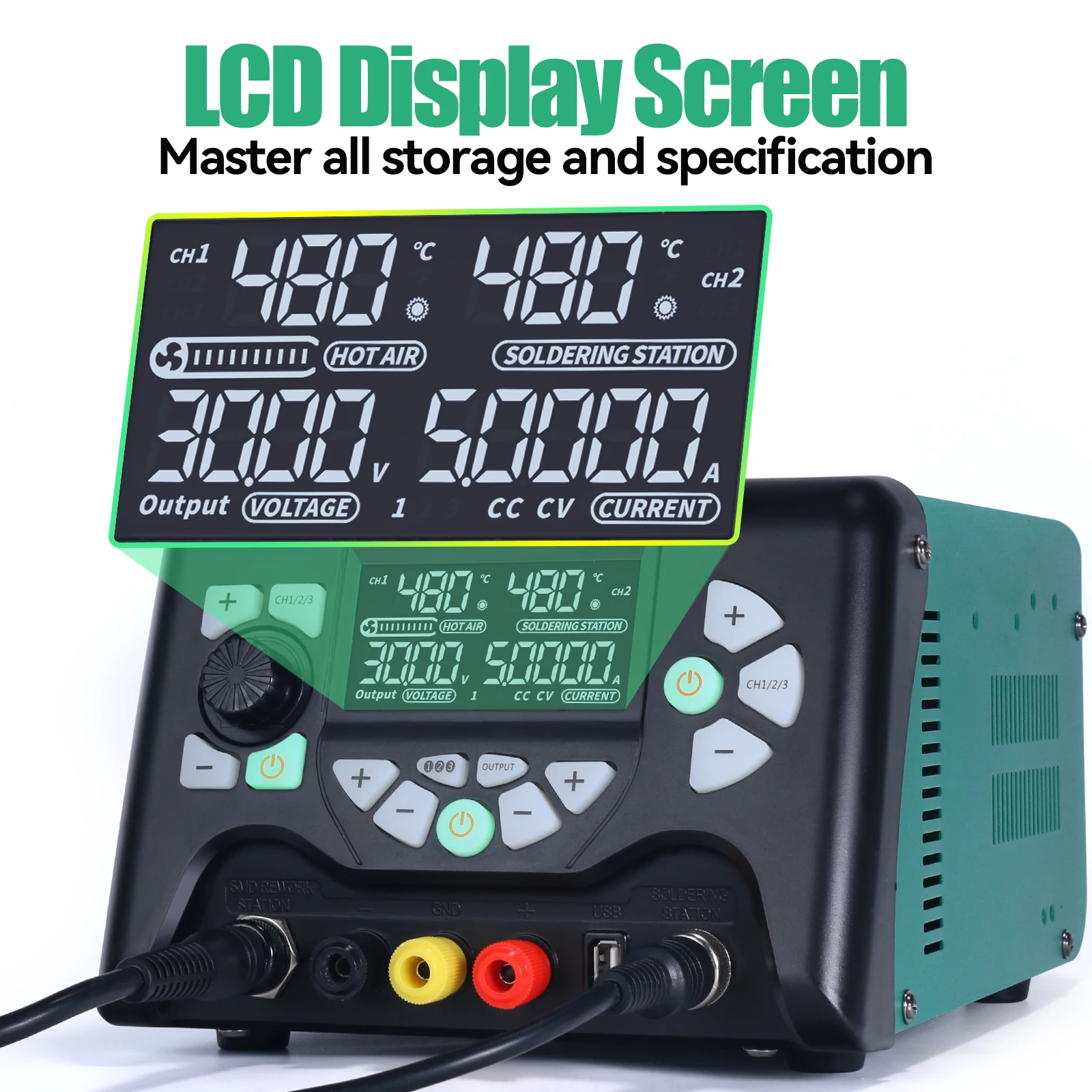 853D 5A II DC Power Supply With 970W Hot Air Soldering Station 3 in 1 Soldering