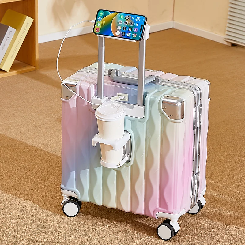 Valise cabine à code avec port usb et porte-gobelet intégrés_voghion.com