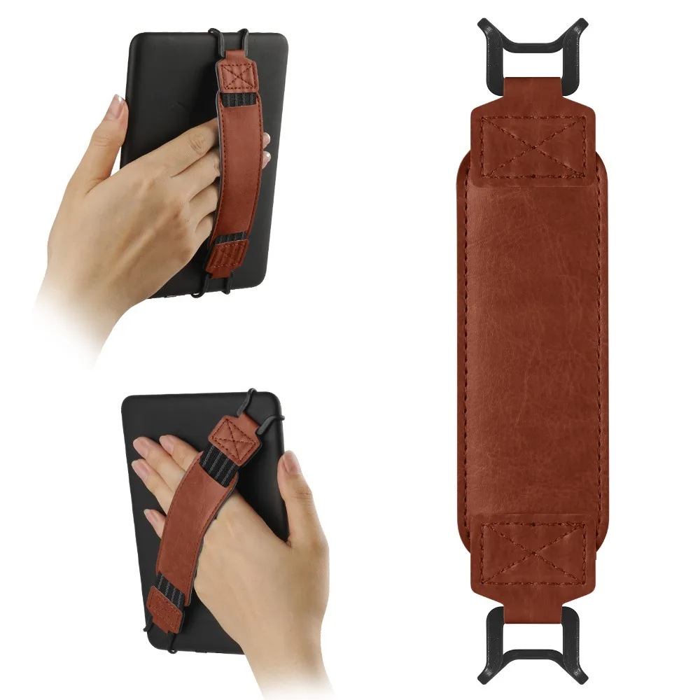 Leather Tablet Hand Strap with Elastic Anti-Drop & Anti-Slip Security