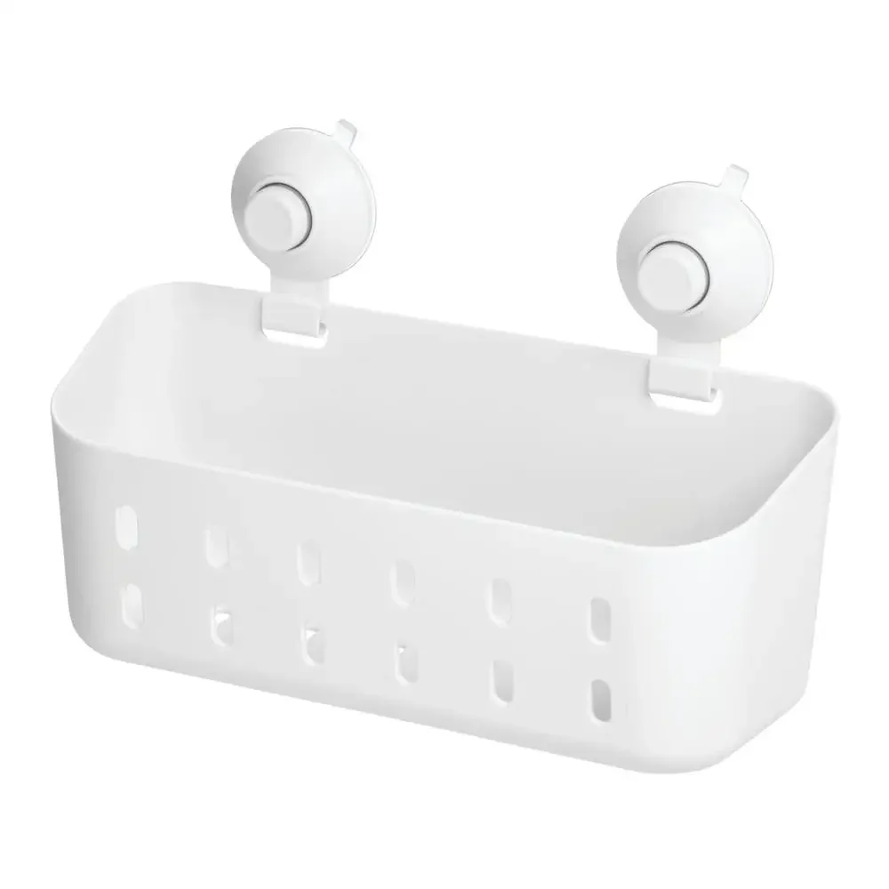 Cade Rectangle Suction Shower Basket Organizer White Rust Resistant Easy Install BPA-Free Compact Size 4.76"x11.88"x7.76