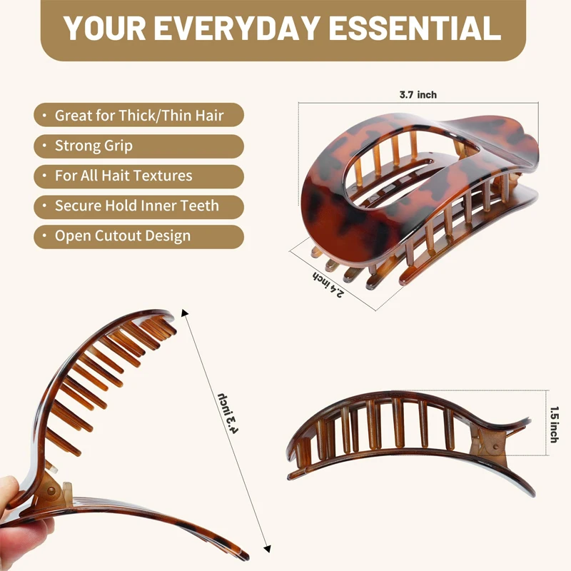 Flache Haarspangen im koreanischen Stil, Haarspange aus Essigsäure, Haaraccessoires für Damen, Löffel-Haarspange mit Leopardenmuster, einfache Haarspange, schlichter Haarschmuck_voghion.com