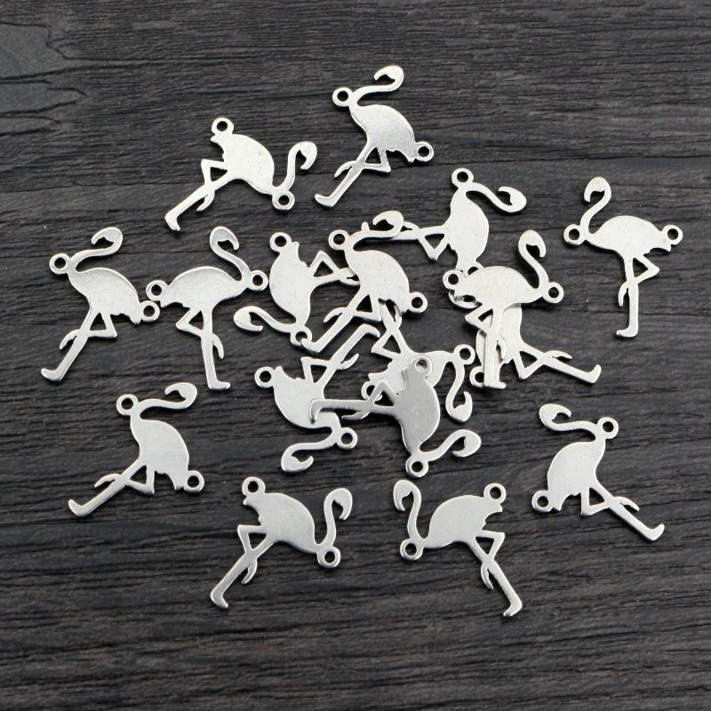 20pcs 13x1 4mm 316 Edelstahl Doppel Loops Flamingo Charms Anhänger DIY Schmuck Erkenntnisse Anschluss für Halskette Armband