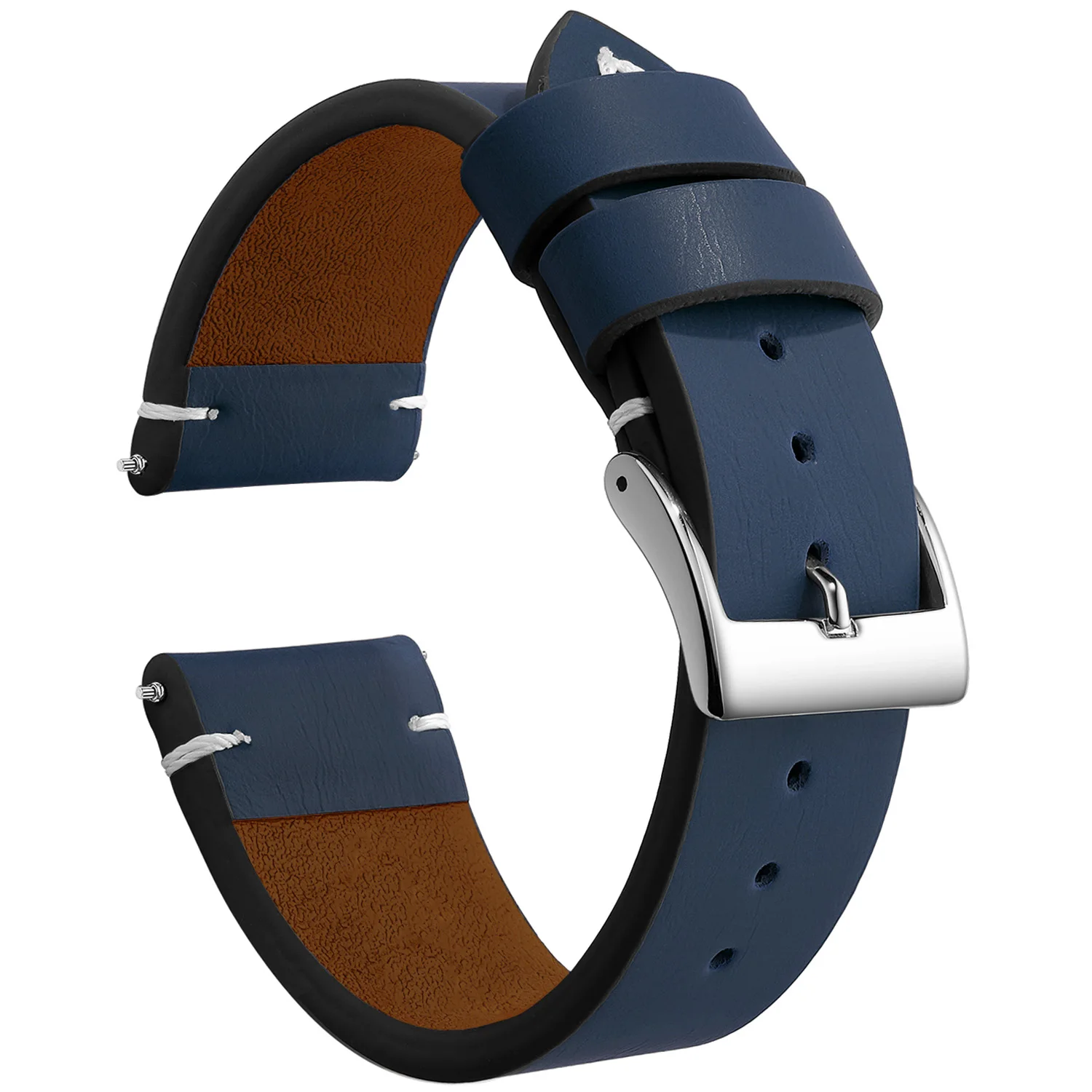 Vintage Leather Watch Band Strap with Stainless Steel Buckle