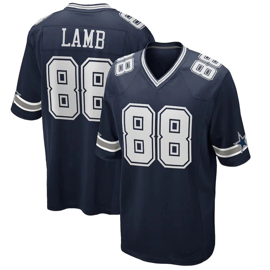 thumbnail image 1 of Camisetas de fútbol bordadas personalizadas de Dallas para hombres, mujeres y jóvenes, camisetas de fútbol de Lamb Parsons Prescott, 1 of 4