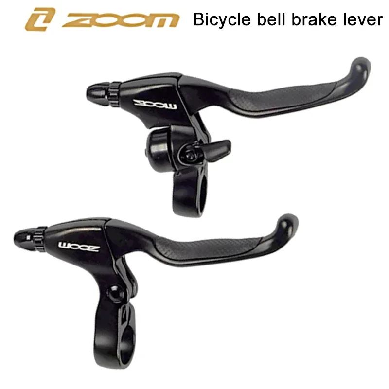 Description Picture 2 of itemZOOM Bicycle Brake Lever with Bell Aluminum Alloy for V-Brake Disc Brake Levers Fold Bike Brake Used for 22.2mm Handlebar
