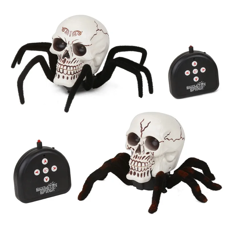 Remote Control Skull Spider Toy Infrared RC Halloween Scary Skeleton Spider Horrible Toys With Light Prank Props For Party Gifts 2