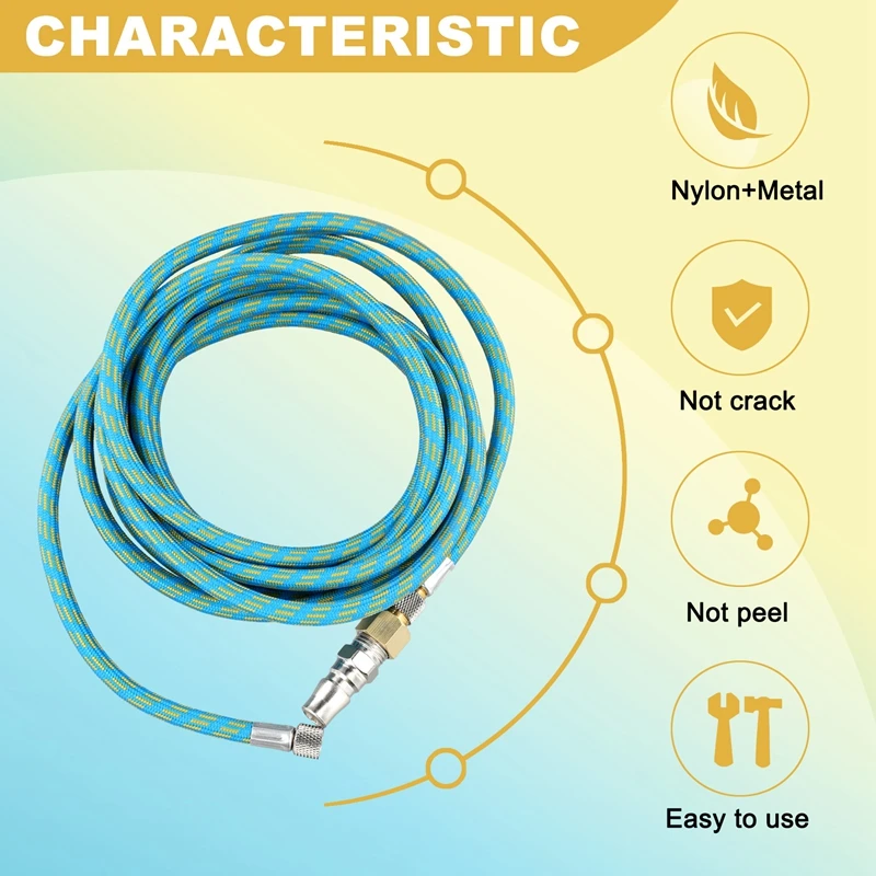 PORK-3 Meter/9.84Ft Nylon Braided Airbrush Air Hose Standard 1/8Inch-1/4Inch Adapter Suit For Air Bursh