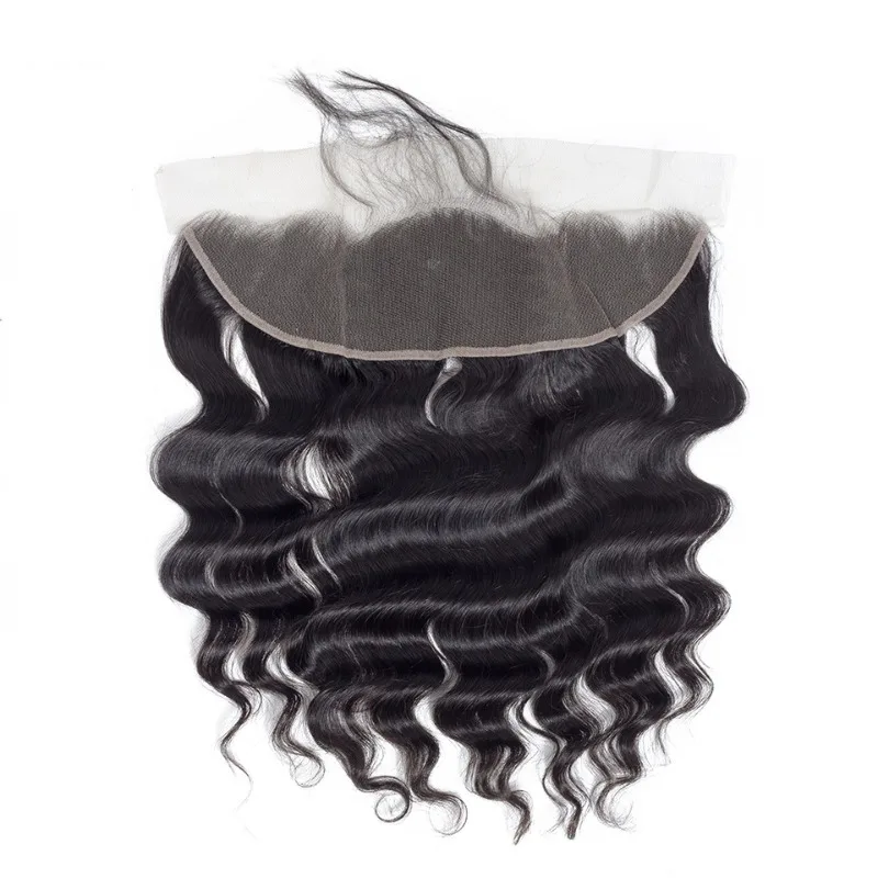 Loose Deep 13*4 Lace Top Frontal Human Hair Pre-Plucked Natural Color Brazilian Virgin Hair Transparent Lace Closure For Women