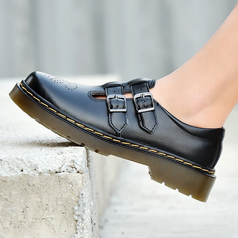 Fashion Shoes for Women British Style Mary Janes Leather Low-Top Women's Shoes Comfortable Casual Sneakers Elegant Footwear