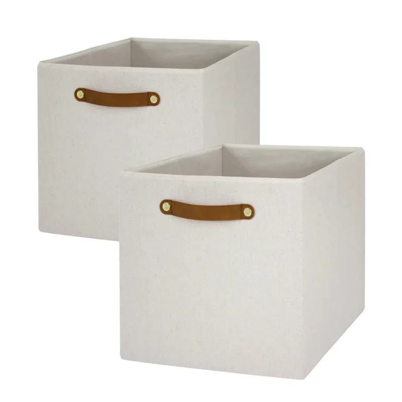 

Корзины для хранения тканевых кубиков Better Home & Garden (12,75x12,75 дюйма), 2 упаковки, ваниль с кожаной ручкой