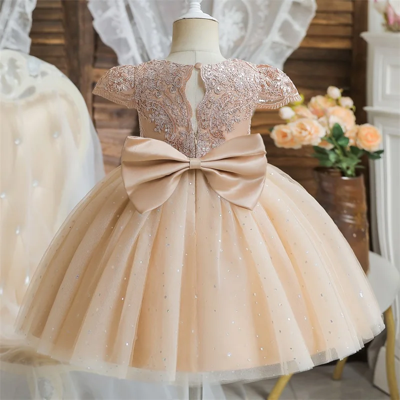 여자를위한 드레스 크리스마스 어린이 꽃 레이스 우아한 공주 생일 가운 어린이 웨딩 파티 Tulle 드레스