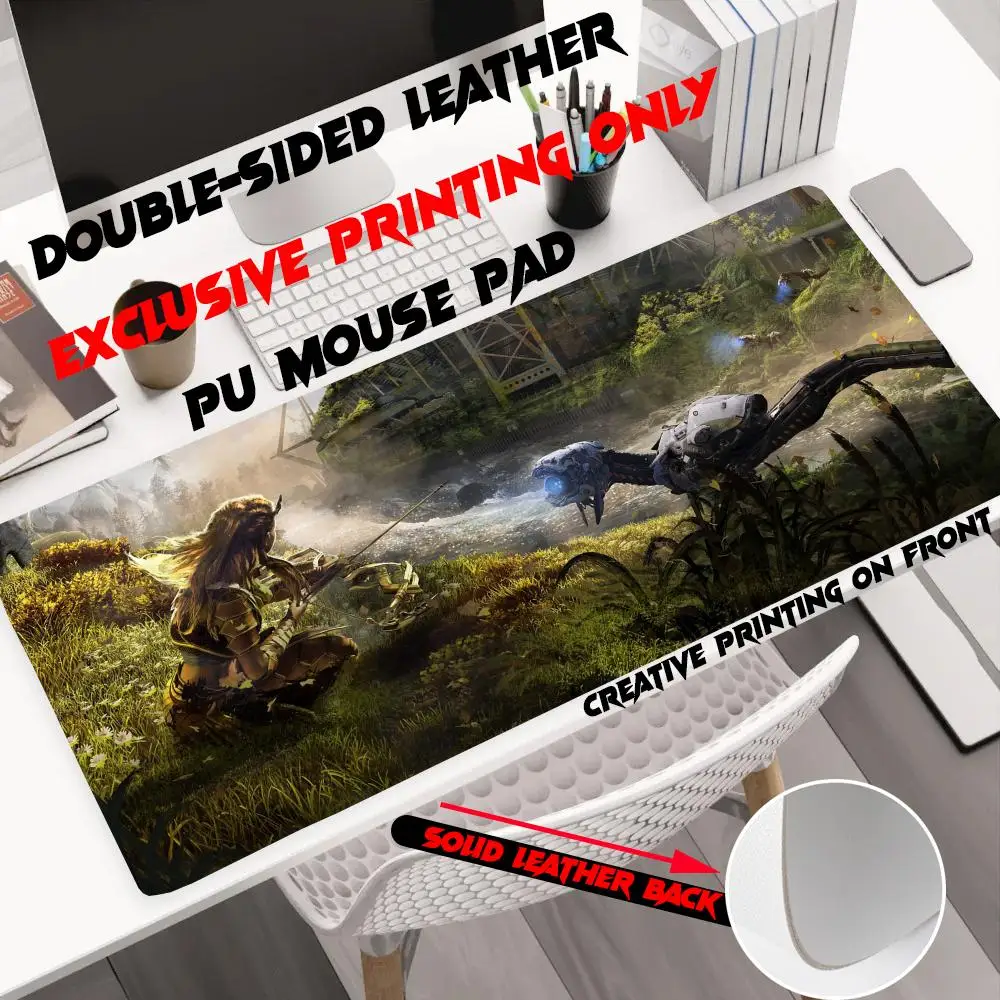 

Cool action game Mouse Pad Large Size Office Desk Protector Mat PU Leather Waterproof Horizon Zero Dawn Mouse Pad Desktop