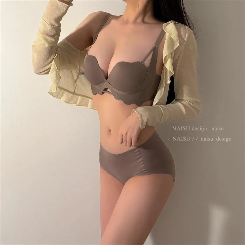 Korean Style Sexy Lingery Set Push Up Bras and Panty Set for Women Seamless Bra Brassiere Lenceria Free Wire Bralette Mujer