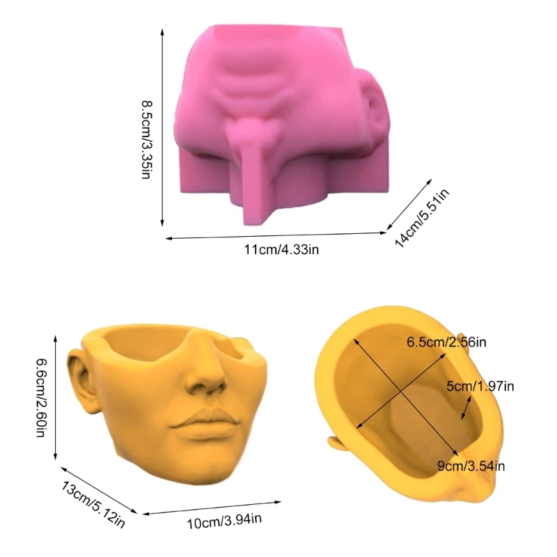Human Face Art Silicone Pot Mold Succulent Flowerpot Clay Cement Plaster Molds DIY Home Garden Flower Pots Mould