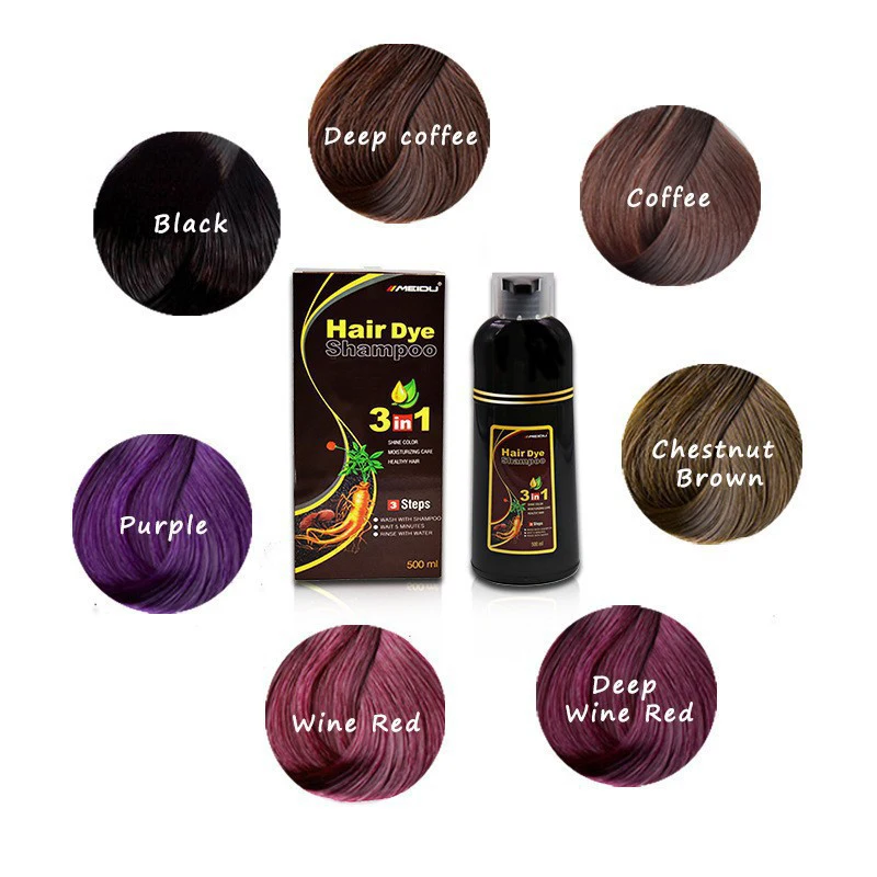Natural Hair Dye Shampoo 3 IN 1 Quick Easy Covering White Grey Hair Cleaning Nourish Instant Coloring Non-irritating Hair Care 5