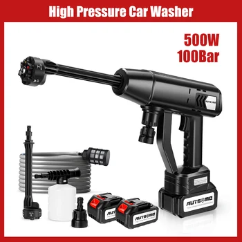 100Bar 6-in-1 30000mAh 500W Cordless Car Washer Spray Water Gun 0/1/2 Battery Washing Cleaning Machine 1