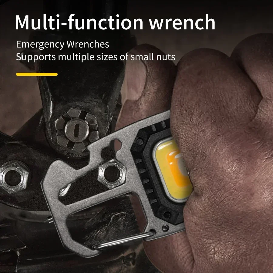 Keychain Flashlight, USB-C Rechargeable Magnetic Work Light, Multifunctional Toolbox for Outdoor Travel and Emergency Lighting