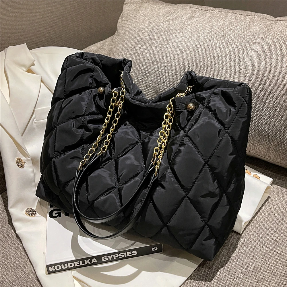Burminsa Quilted Large Chain Shoulder Bags For Women 2023 Luxury