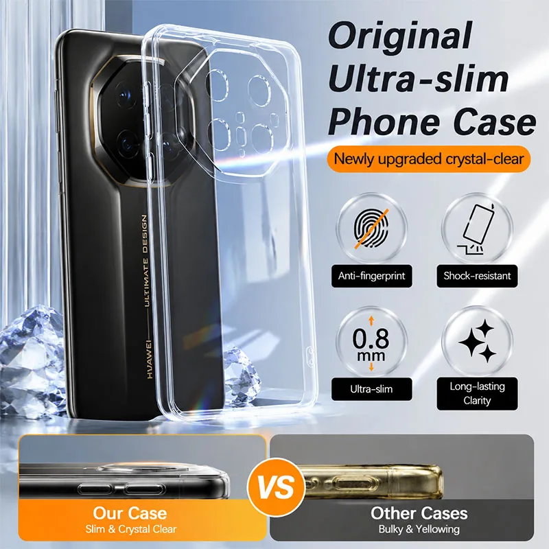 Luxury Crystal Clear Shockproof TPU Phone Case - Slim & Transparent Design