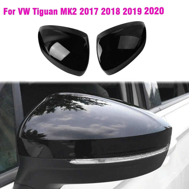 Glossy Black Car Side Rearview Mirror Cover For Tiguan 20172021