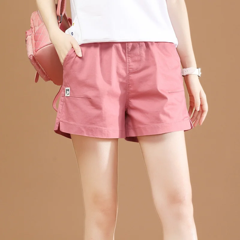 

Daisy white sports shorts women's summer loose straight wide leg pants high waist fashion casual pants thin pt256