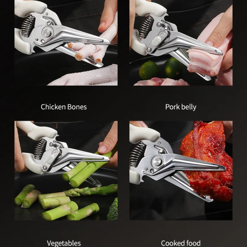 BAKULI 가정용 주방 가위, 닭 뼈 가위, 오리 및 거위 뼈 절단, 특수 대형 식품 가위, WY9195