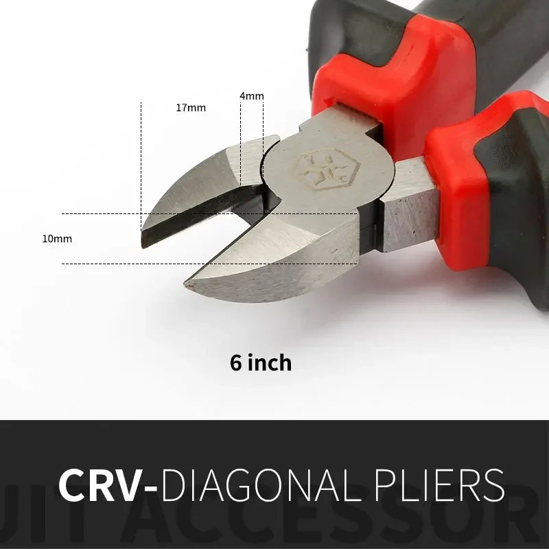 Wire Cutter Pliers 1Pcs 6 Inch 165mm Cr-v Diagonal Electrician Tool
