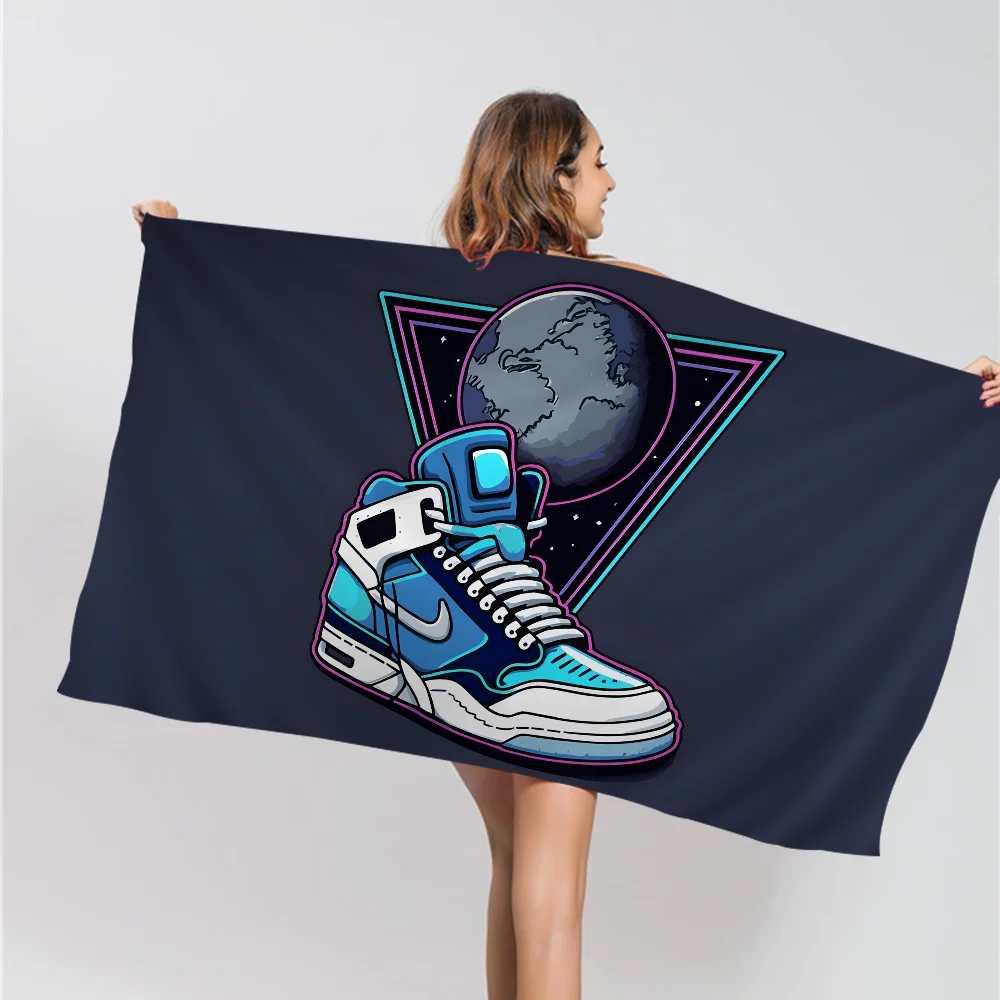 Fashion Basketball Shoes Sneakers Logo Microfiber Beach Towel Absorbent Quick dry Yoga Swimming Resort Mountain Climbing Towel 4