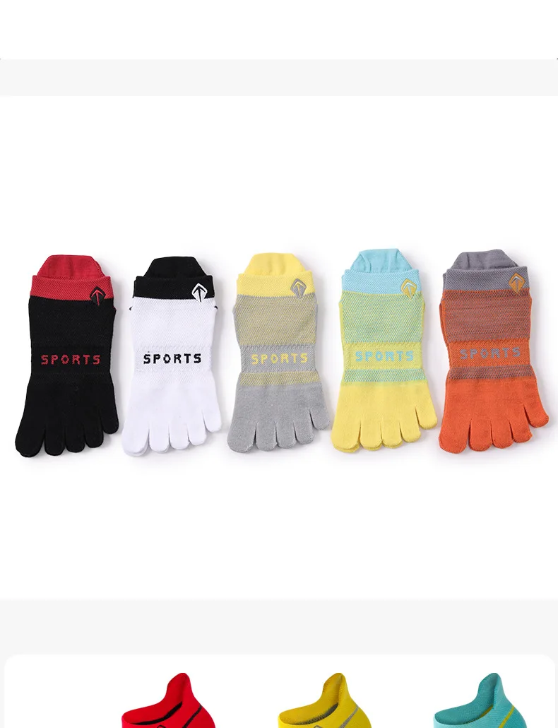 1 Paar Coolmax Toe Bootssocken für Herren, atmungsaktive Baumwolle, Bonbonfarben, schnell trocknend, schweißableitend, Fünf-Finger-Radsport-Sportsocken – Detail 4