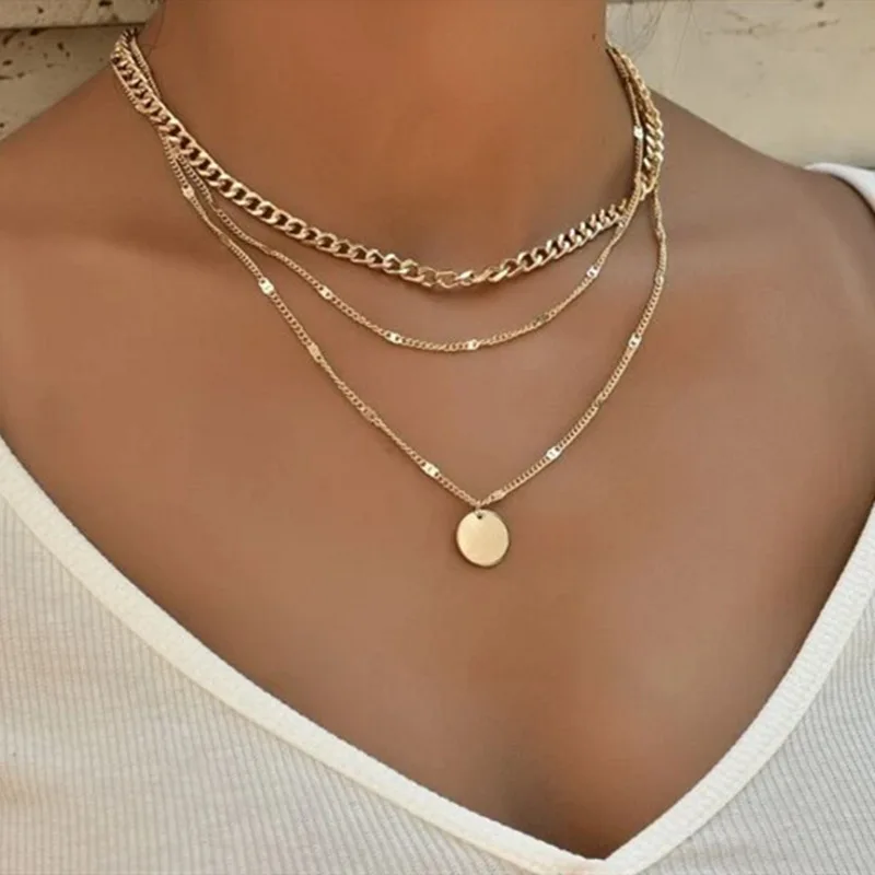  Necklace Chain for Women Girls Thick Chain Short Clavicle Chain  Hip Hop Personality Exaggerated Lock Pendant Necklace Pendant Men Necklace  Gift Birthday Gifts (A, One Size) : Sports & Outdoors