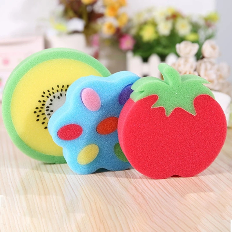 Cute Fruit Shape Bath Sponge Soft Shower Brush Dead Skin Removal Bathroom Body Scrubber Exfoliating Cleaner 1Pc